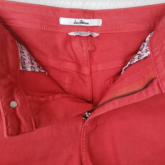 Sam Edelman The Stiletto High Rise Stretch Shorts Cherry Raw Hem Stretch Comfort - Picture 5 of 11